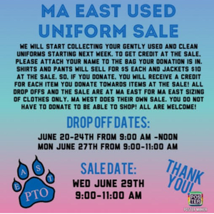 Used Uniform Sale ~ June 29th from 9am - 11am